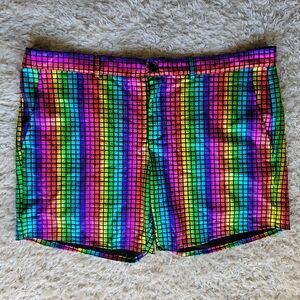 Women's rainbow metallic shorts size XL